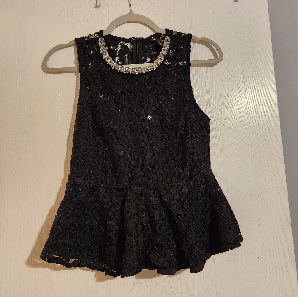 Black lace peplum top